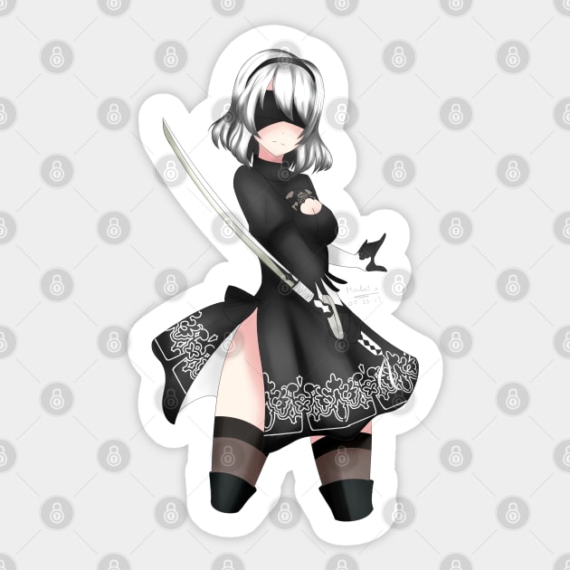 2B (Nier Automata) Sticker by Mochichansenpai